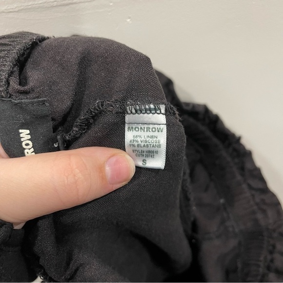 Monrow Bungee Cord Linen Blend Paperbag Pants Black Small - Picture 7 of 7